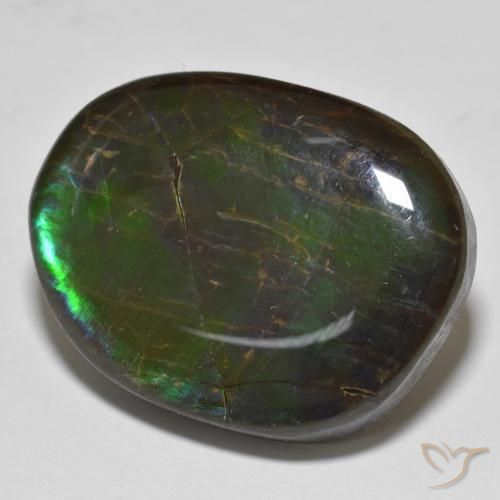 19.98 ct Multicolor Ammolite Stone, Natural Ammolite in Fancy Cabochon Shape for Sale