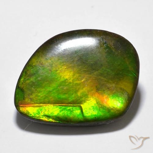 11.97 ct Multicolor Ammolite Stone, Natural Ammolite in Fancy Cabochon Shape for Sale