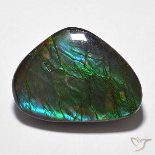 14.68 ct Multicolor Ammolite Gemstone, Ammolite Gem in Fancy Cabochon Shape for Sale.