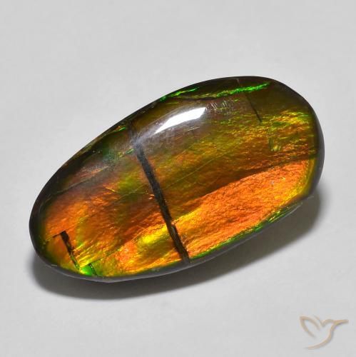 11.32 ct Multicolor Ammolite Stone, Natural Ammolite in Fancy Cabochon Shape for Sale