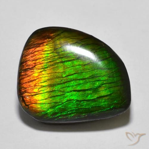 12.97 ct Multicolor Ammolite Stone, Natural Ammolite in Fancy Cabochon Shape for Sale
