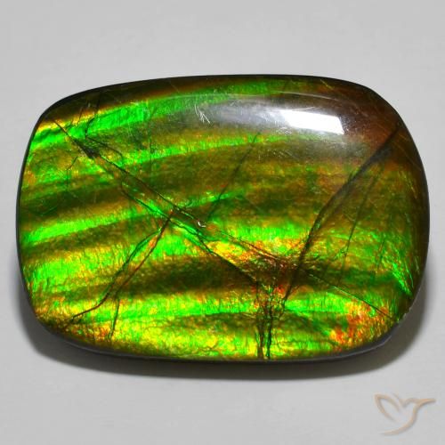19.01 ct Multicolor Ammolite Gemstone, Ammolite Gem in Fancy Cabochon Shape for Sale.