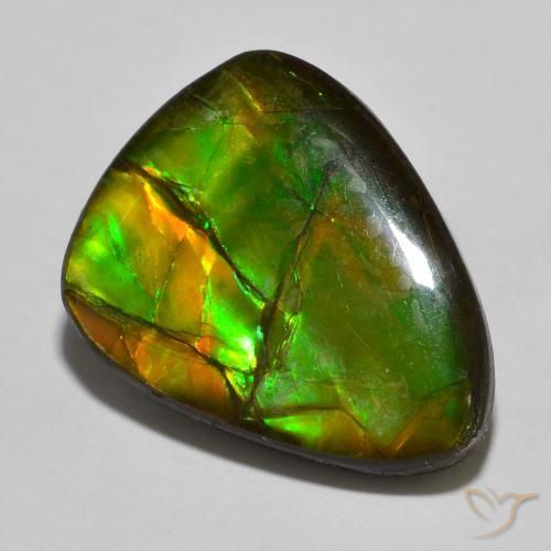 Ammolite Multicolore pear cabochon du Canada, 22,5 x 17,4mm, poids de 16,39 ct, pierre gemme naturelle assemblé de pureté Opaque , 1 pièce d'ammolite, couleur Multicolore, dureté Mohs de 4 à 4, Photo A