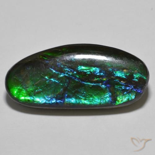 18.92 ct Multicolor Ammolite Stone, Natural Ammolite in Fancy Cabochon Shape for Sale