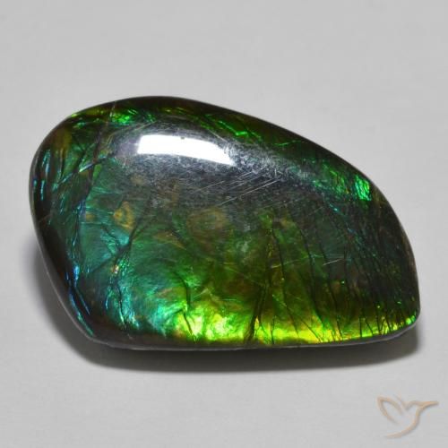 21.44 ct Multicolor Ammolite Stone, Natural Ammolite in Fancy Cabochon Shape for Sale