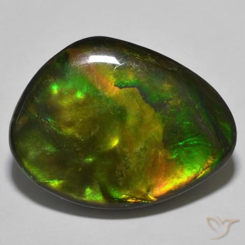 Ammolite Multicolore fancy cabochon du Canada, 26,4x20,2 mm, poids de 22,15 ct, pierre gemme naturelle assemblé de pureté Opaque , 1 pièce d'ammolite, couleur Multicolore, dureté Mohs de 4 à 4, Photo A
