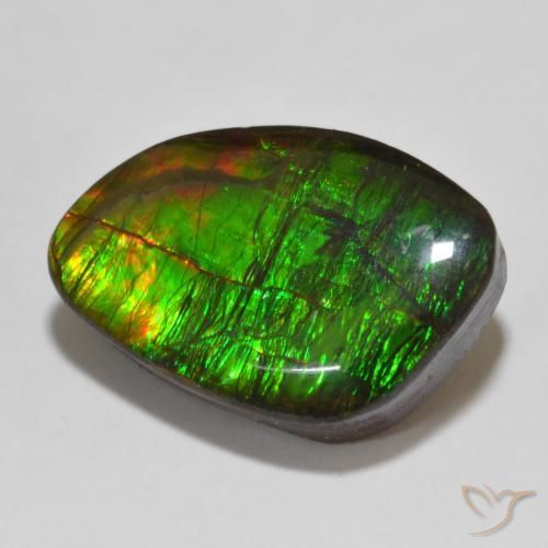 13.47 ct Multicolor Ammolite Stone, Natural Ammolite in Fancy Cabochon Shape for Sale