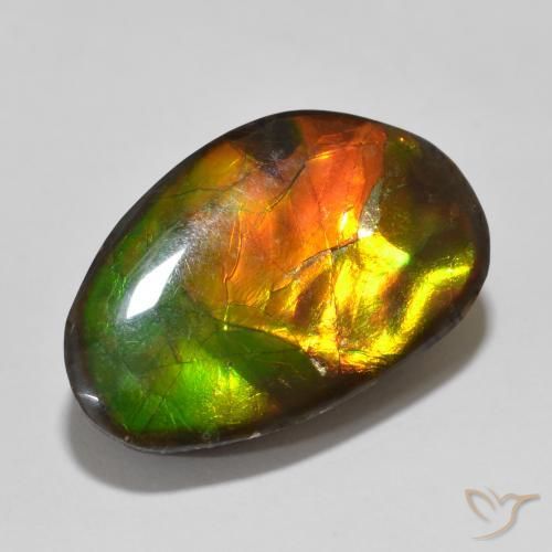 13.56 ct Multicolor Ammolite Stone, Natural Ammolite in Fancy Cabochon Shape for Sale