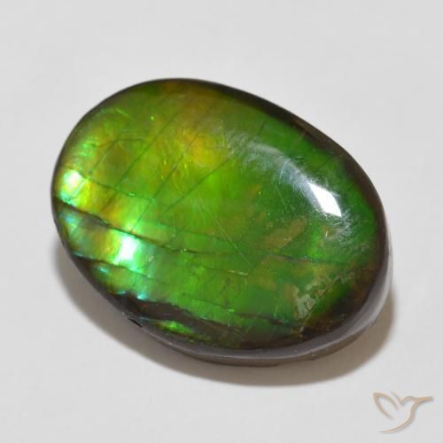 12.26 ct Multicolor Ammolite Stone, Natural Ammolite in Oval Cabochon Shape for Sale