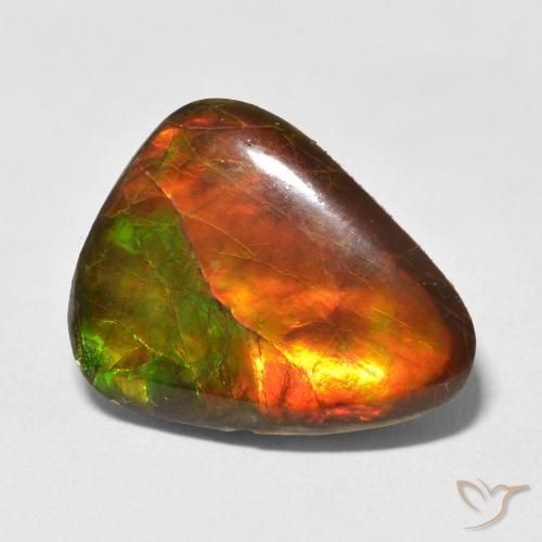 13.25 ct Multicolor Ammolite Stone, Natural Ammolite in Fancy Cabochon Shape for Sale