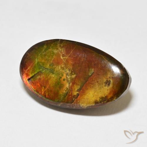 15.62 ct Multicolor Ammolite Stone, Natural Ammolite in Fancy Cabochon Shape for Sale