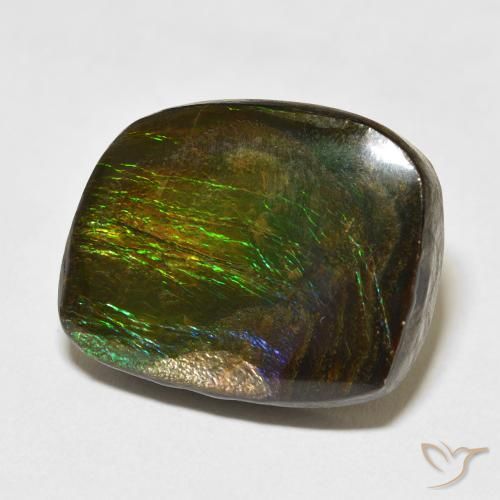 19.50 ct Multicolor Ammolite Stone, Natural Ammolite in Fancy Cabochon Shape for Sale