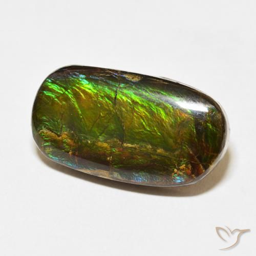 12.73 ct Multicolor Ammolite Stone, Natural Ammolite in Fancy Cabochon Shape for Sale