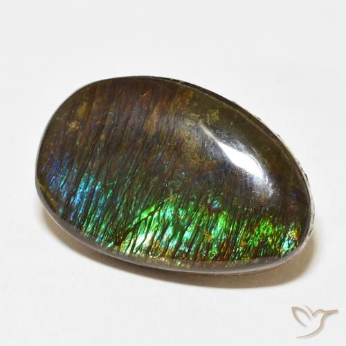 14.24 ct Multicolor Ammolite Stone, Natural Ammolite in Fancy Cabochon Shape for Sale