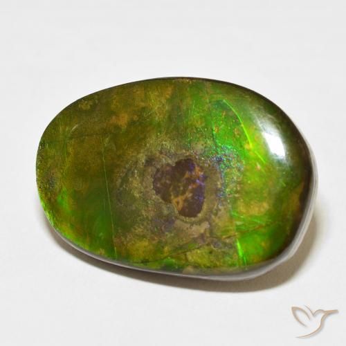21.49 ct Multicolor Ammolite Stone, Natural Ammolite in Fancy Cabochon Shape for Sale
