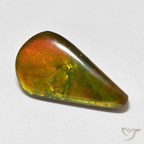 16.88 ct Multicolor Ammolite Stone, Natural Ammolite in Pear Cabochon Shape for Sale