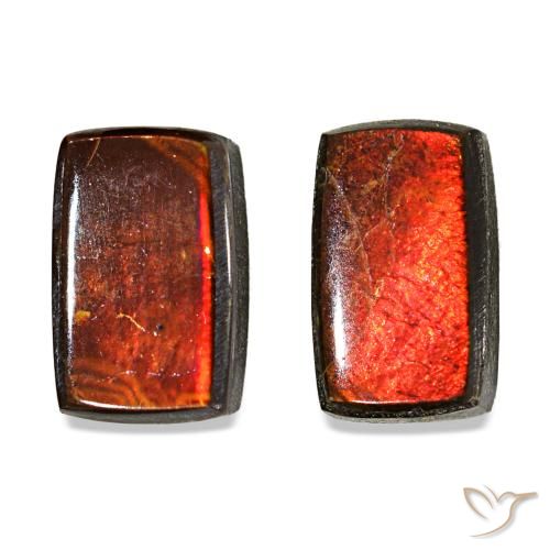 3.16 ctw Multicolor Ammolite Gemstones, Ammolite Gems in Baguette Cabochon Shape for Sale.