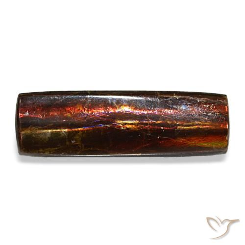 4.55 ct Multicolor Ammolite Gemstone, Ammolite Gem in Baguette Cabochon Shape for Sale.