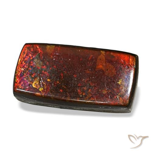 5.53 ct Multicolor Ammolite Stone, Natural Ammolite in Baguette Cabochon Shape for Sale