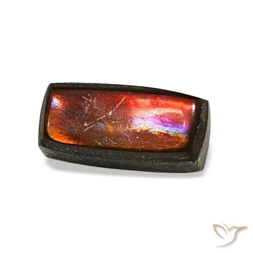 1.65 ct Multicolor Ammolite Stone, Natural Ammolite in Baguette Cabochon Shape for Sale