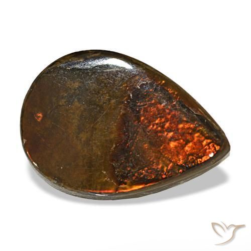 5.02 ct Multicolor Ammolite Stone, Natural Ammolite in Pear Cabochon Shape for Sale