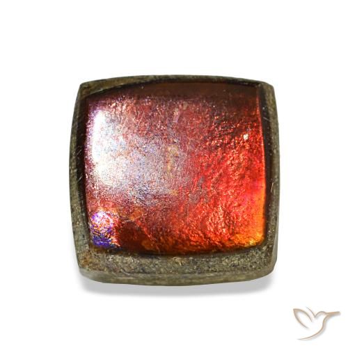 1.45 ct Multicolor Ammolite Gemstone, Ammolite Gem in Square Cabochon Shape for Sale.