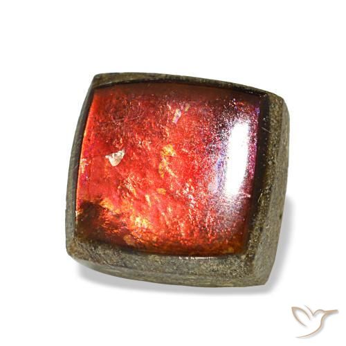 1.45 ct Multicolor Ammolite Stone, Natural Ammolite in Square Cabochon Shape for Sale