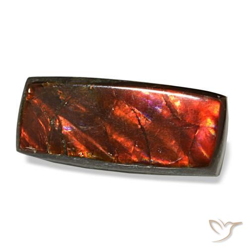 3.83 ct Multicolor Ammolite Stone, Natural Ammolite in Baguette Cabochon Shape for Sale