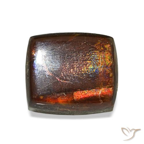 2.43 ct Multicolor Ammolite Gemstone, Ammolite Gem in Baguette Cabochon Shape for Sale.