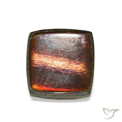 1.52 ct Multicolor Ammolite Gemstone, Ammolite Gem in Square Cabochon Shape for Sale.