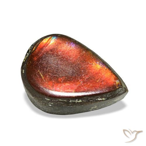 1.23 ct Multicolor Ammolite Stone, Natural Ammolite in Pear Cabochon Shape for Sale