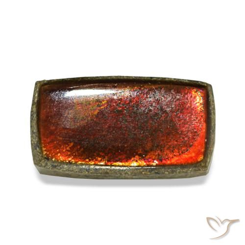 1.26 ct Multicolor Ammolite Gemstone, Ammolite Gem in Baguette Cabochon Shape for Sale.
