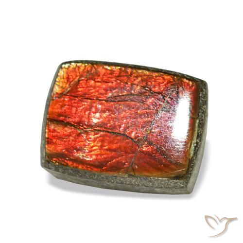 1.23 ct Multicolor Ammolite Stone, Natural Ammolite in Baguette Cabochon Shape for Sale