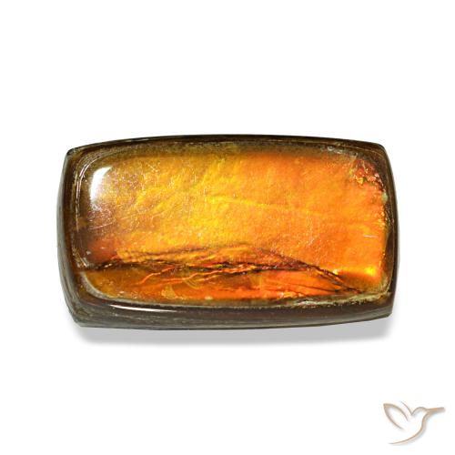 1.87 ct Multicolor Ammolite Gemstone, Ammolite Gem in Baguette Cabochon Shape for Sale.