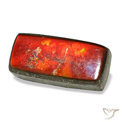2.35 ct Multicolor Ammolite Stone, Natural Ammolite in Baguette Cabochon Shape for Sale