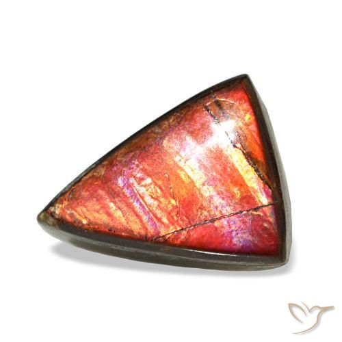 1.64 ct Multicolor Ammolite Stone, Natural Ammolite in Trillion Cabochon Shape for Sale