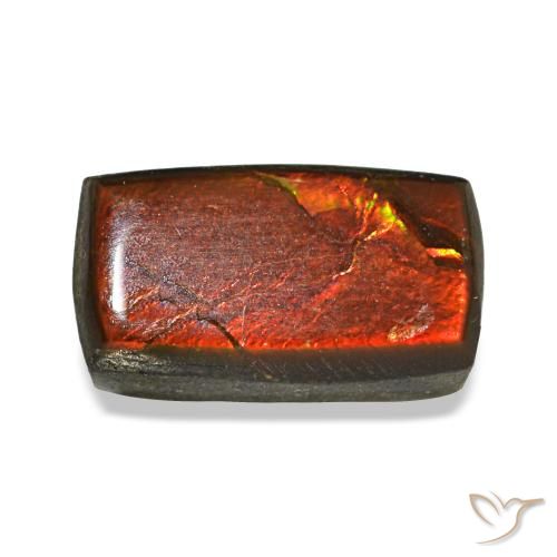 1.33 ct Multicolor Ammolite Gemstone, Ammolite Gem in Baguette Cabochon Shape for Sale.