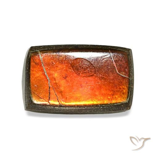 1.68 ct Multicolor Ammolite Gemstone, Ammolite Gem in Baguette Cabochon Shape for Sale.