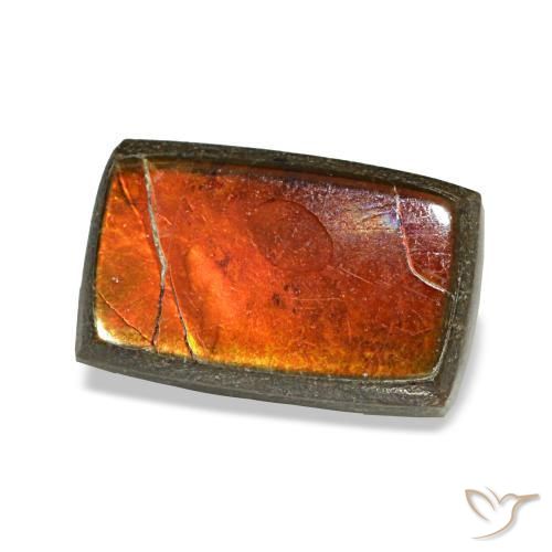 1.68 ct Multicolor Ammolite Stone, Natural Ammolite in Baguette Cabochon Shape for Sale