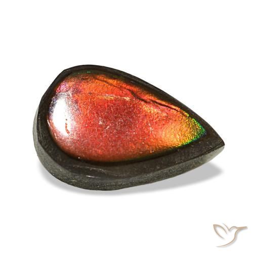 1.48 ct Multicolor Ammolite Stone, Natural Ammolite in Pear Cabochon Shape for Sale