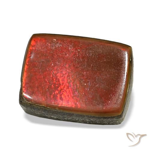 4.63 ct Multicolor Ammolite Stone, Natural Ammolite in Baguette Cabochon Shape for Sale
