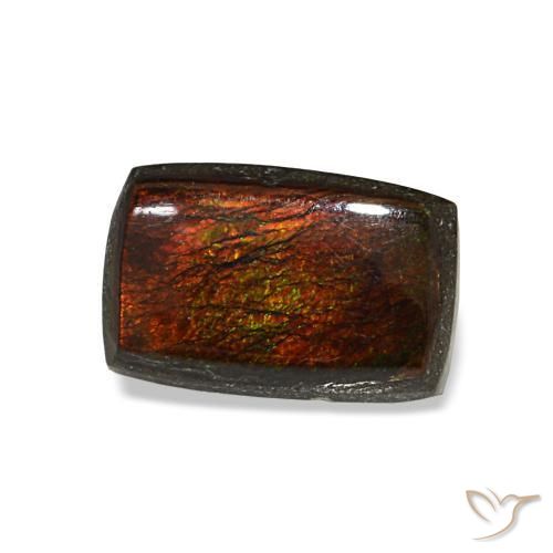 1.43 ct Multicolor Ammolite Stone, Natural Ammolite in Baguette Cabochon Shape for Sale