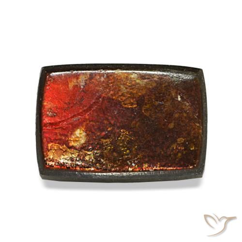2.96 ct Multicolor Ammolite Gemstone, Ammolite Gem in Baguette Cabochon Shape for Sale.
