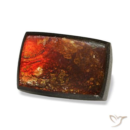 2.96 ct Multicolor Ammolite Stone, Natural Ammolite in Baguette Cabochon Shape for Sale