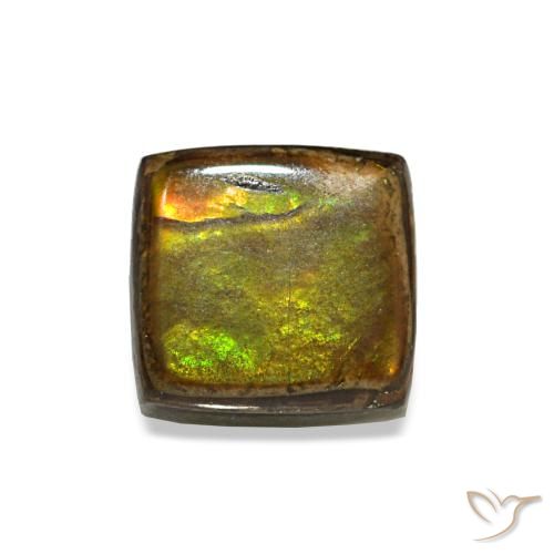 1.55 ct Multicolor Ammolite Gemstone, Ammolite Gem in Baguette Cabochon Shape for Sale.