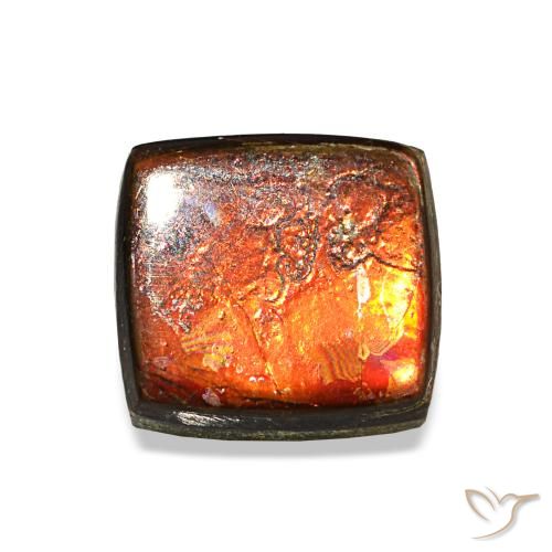 2.08 ct Multicolor Ammolite Gemstone, Ammolite Gem in Baguette Cabochon Shape for Sale.