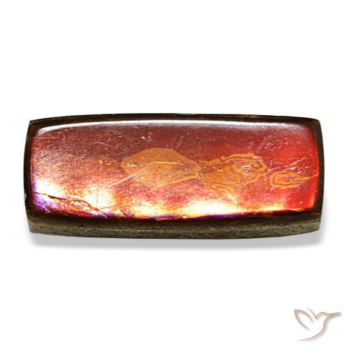 6.88 ct Multicolor Ammolite Gemstone, Ammolite Gem in Baguette Cabochon Shape for Sale.
