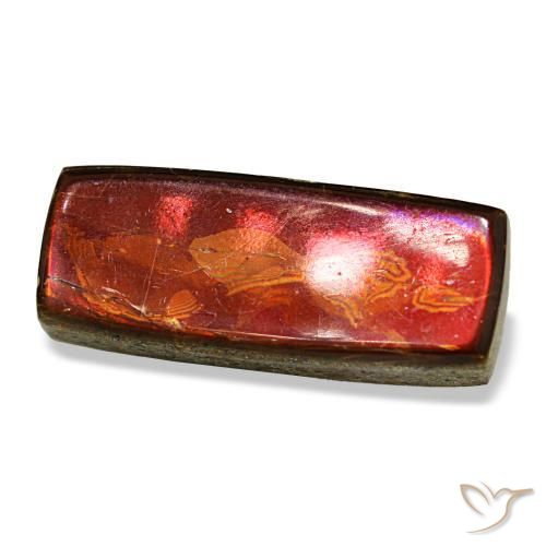 6.88 ct Multicolor Ammolite Stone, Natural Ammolite in Baguette Cabochon Shape for Sale