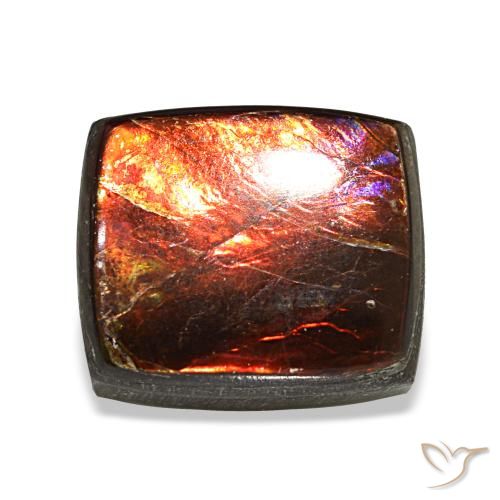 3.16 ct Multicolor Ammolite Gemstone, Ammolite Gem in Baguette Cabochon Shape for Sale.