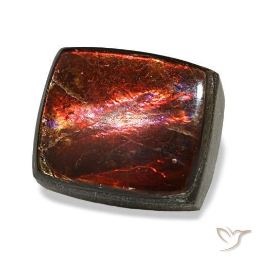 3.16 ct Multicolor Ammolite Stone, Natural Ammolite in Baguette Cabochon Shape for Sale